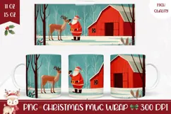 Cartoon Santa Claus Mug Design, Christmas Deer Mug Template Product Image 1