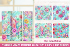 Neon Coastal Beach 20 OZ Skinny Tumbler Wrap Sublimation PNG Product Image 1