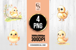 Cute Baby Chick Watercolor Clipart Sublimation PNG Product Image 1