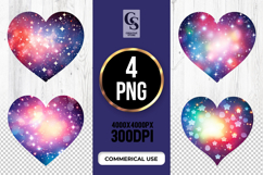 Galaxy Heart Clipart Sublimation PNG Product Image 1