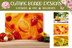 Strawberry Cutting Board, Lemon Cutting Board, Berry PNG Product Image 1