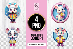 Cute Winter Mouse Clipart Sublimation PNG Product Image 1