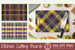 Purple Green &amp; Yellow Plaid Cutting Boards sublimation Desig Product Image 1