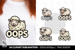 Oops Sheep Clipart Sublimation PNG Product Image 1