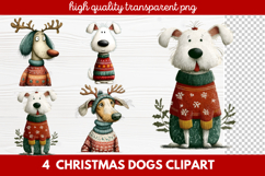 4 Christmas Dogs Clipart | Cute Holiday Puppy PNG Illustrati Product Image 1