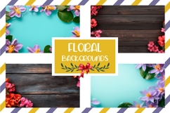 Floral Background Flat Lay, Wooden Background Designs Product Image 1