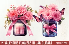 Valentine Flowers In Jar Clipart, Valentine Couplet Product Image 1
