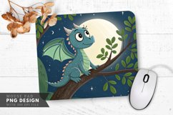 Moonlit Dragon Perched in a Tree Mouse Pad PNG Design Product Image 1