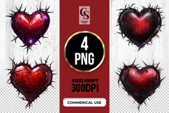 Dark Thorn Red Heart Clipart Sublimation PNG Product Image 1