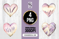 Watercolor Lavender Heart Clipart Sublimation PNG Product Image 1
