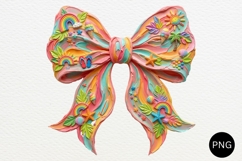 Summer Brushstroke Bow PNG, Floral Coquette Sublimation Product Image 1