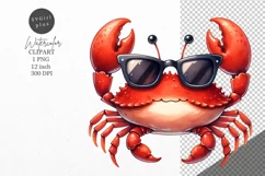 Summer clipart, Red crab clipart, Beach clipart Product Image 1
