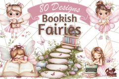 Bookish Fairy PNG Clipart, Whimsical Reading Elements Png Product Image 1
