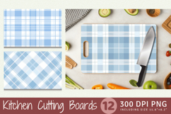 Pastel Blue Plaid Cutting Boards sublimation Designs Product Image 1