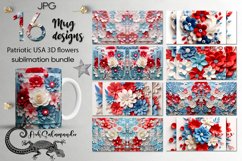 3D papercut patriotic USA flowers | Sublimation Mug designs Product Image 1