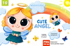 Cute angel png cute commercial illustration watercolor angel Product Image 1
