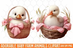 Adorable Baby Farm Animals clipart, Watercolor Clipart Product Image 1