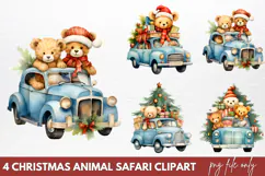 Christmas Animal Safari Clipart PNG Product Image 1