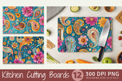 Boho Floral Paisley Cutting Boards sublimation Design Product Image 1