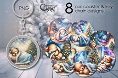 Sleeping baby | xmas Sublimation Car coaster &amp; key chain Product Image 1