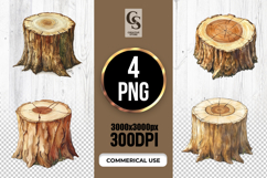 Watercolor Tree Stump Illustration Clipart Sublimation PNG Product Image 1