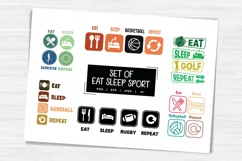 Eat Sleep Sports Repeat, Ball Sports Icons and Text Set of 6 Product Image 1