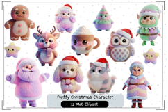 Fluffy Christmas Character Bundle Cute Pastel 3D Christmas Product Image 1