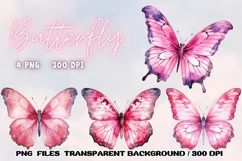 Butterfly Watercolor Clipart Sublimation PNG Product Image 1