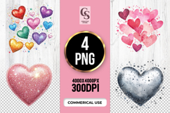 Glitter Multicolor Heart Clipart Sublimation PNG Product Image 1