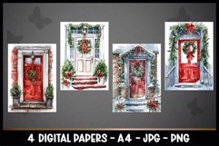 4 Christmas Front Door Digital Papers I Junk Journal Product Image 2