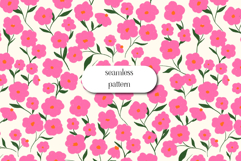 Pink Floral Seamless Pattern Cute Hand Drawn Flowers Product Image 1