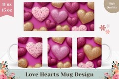 Glitter Hearts Mug Template, Glitter Love Mug Design Product Image 1