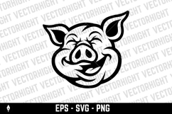 Illustration of a pig head with chef hat isolated on white Product Image 1