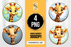 Cute Giraffe Faces Clipart Sublimation PNG Product Image 1