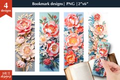 Flower bookmarks, 3d bookmark designs, Peonies paper cut Product Image 1