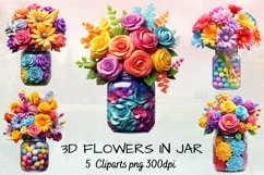 3d Flowers in Jar sublimation Clipart Bundle, 3D Product Image 1