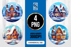 Cozy Snow Winter House Clipart Sublimation PNG Product Image 1