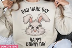 Bad Hare Day Happy Bunny Day PNG, Funny Animal Puns Sublimat Product Image 1