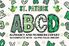 St patrick alphabet png clipart, st patrick letters doodle Product Image 1