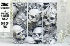3D Skull Flowers Sublimation Tumbler Wrap | 3D Tumbler wrap Product Image 1