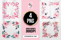 Pink Floral Frame Clipart Sublimation PNG Product Image 1
