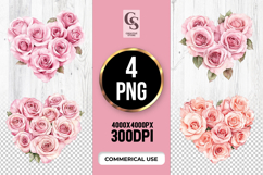 Pink Rose Heart Clipart Sublimation PNG Product Image 1