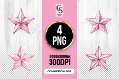 Pink Watercolor Star Clipart Sublimation PNG Product Image 1