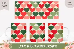 Colorful Hearts Coffee Mug Wrap, Love Heart Mug PNG Product Image 1