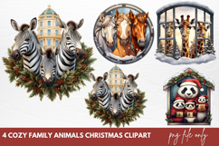 Cozy Christmas Family Animals Clipart Product Image 1