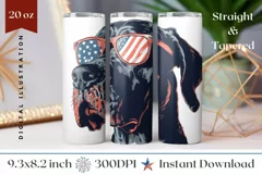Patriotic Dog Tumbler Template, American Flag Tumbler PNG Product Image 1