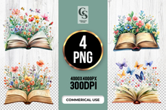 Open Book With Flowers Clipart PNG Product Image 1