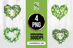 Green Ivy Heart Botanical Clipart Sublimation PNG Product Image 1