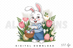 Vintage Easter Rabbit Bunny Sublimation PNG Product Image 1