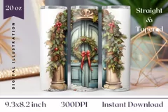 Watercolor Christmas Tumbler Wrap Sublimation, Christmas PNG Product Image 1